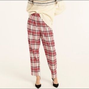 J Crew New High rise pleated front Tapered-leg wool pant in vintage plaid